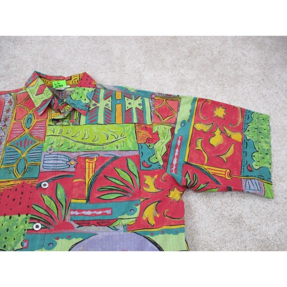 Territory Ahead Shirt Men Large L All Over Graphic Print Cotton Button Up 90s - Picture 3 of 11
